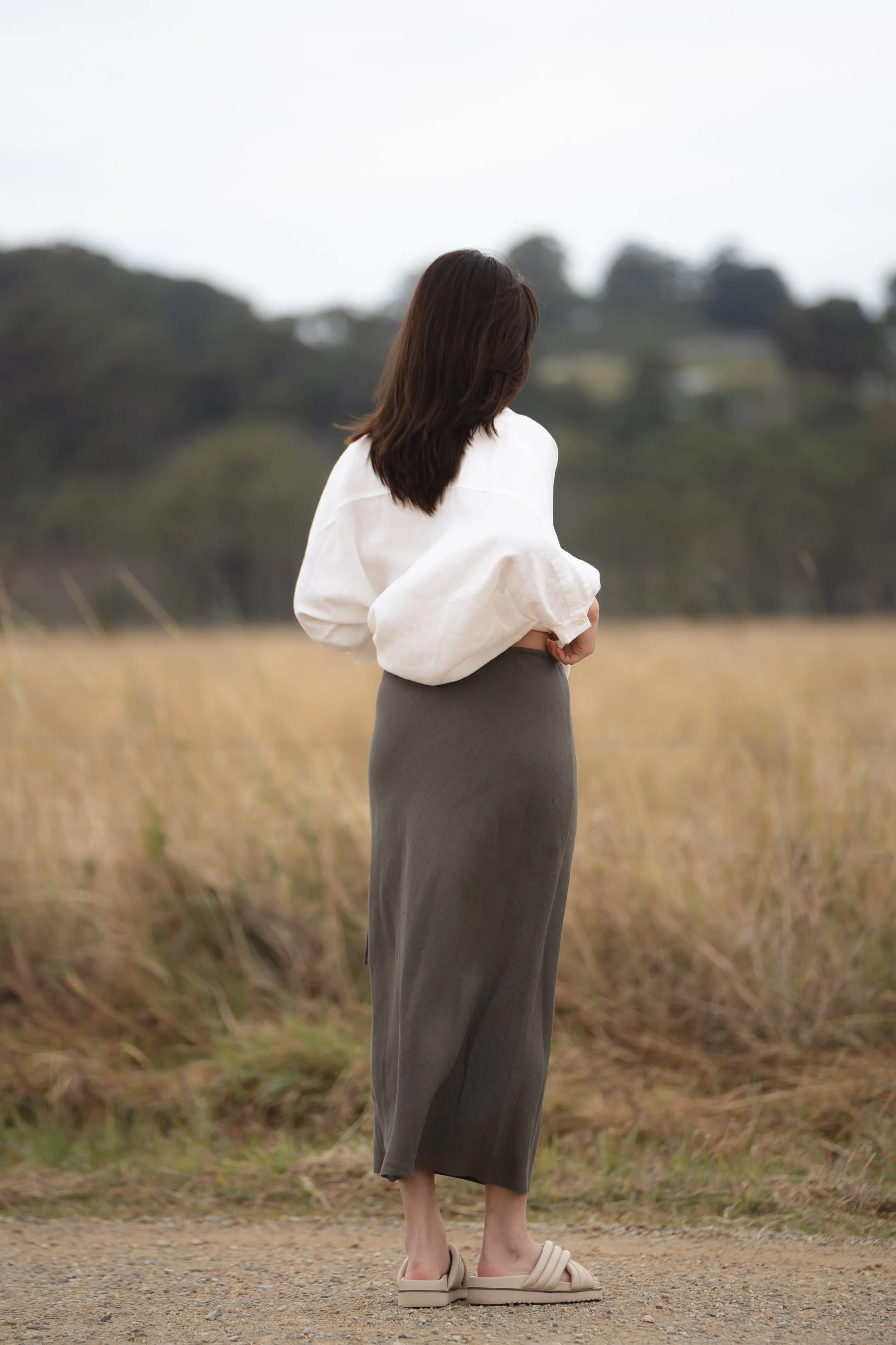 Riley Bias Linen Skirt