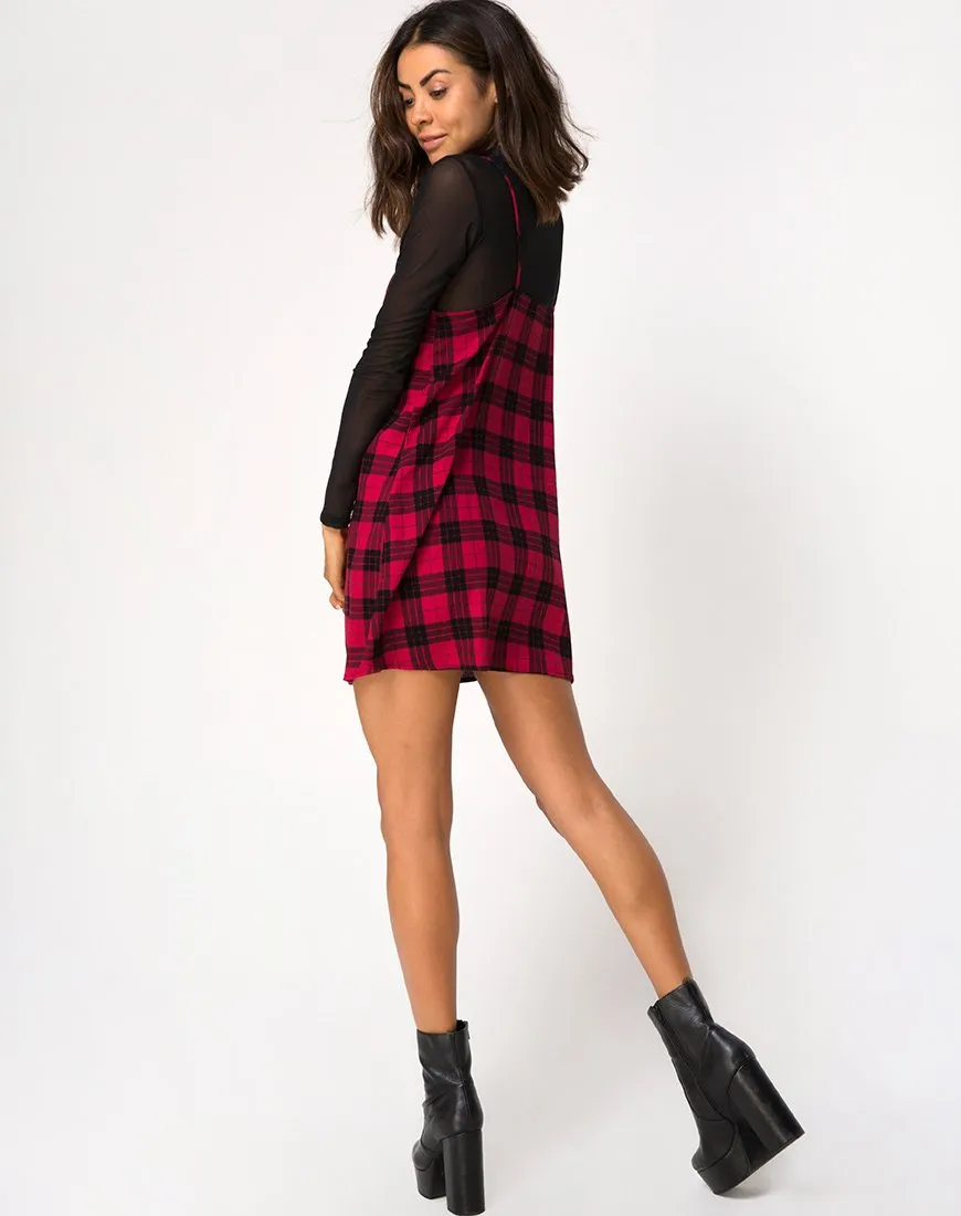 Sanna Dress in Winter Plaid Red and Black