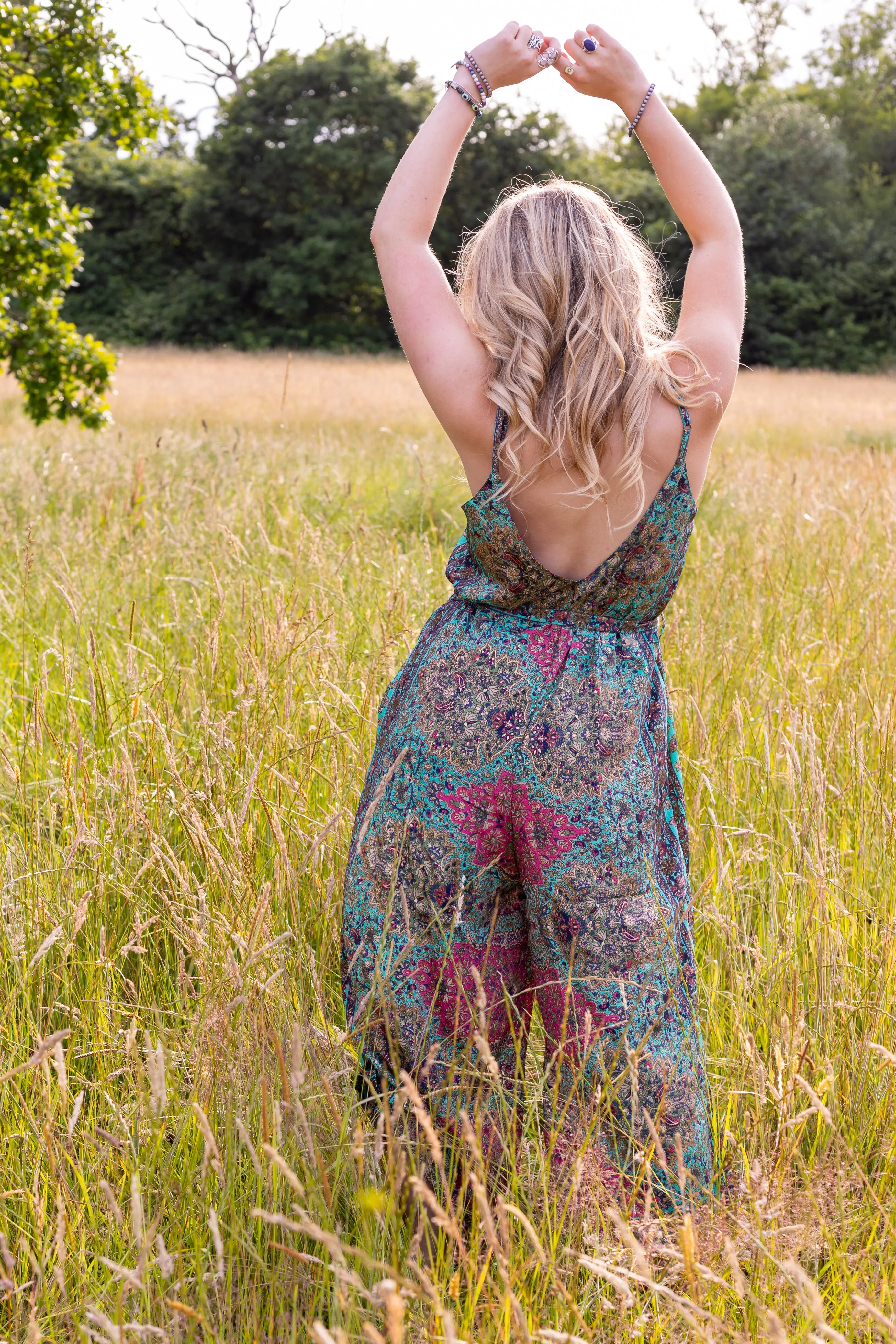 Selene Wide Leg Jumpsuit | Turquoise Tapestry