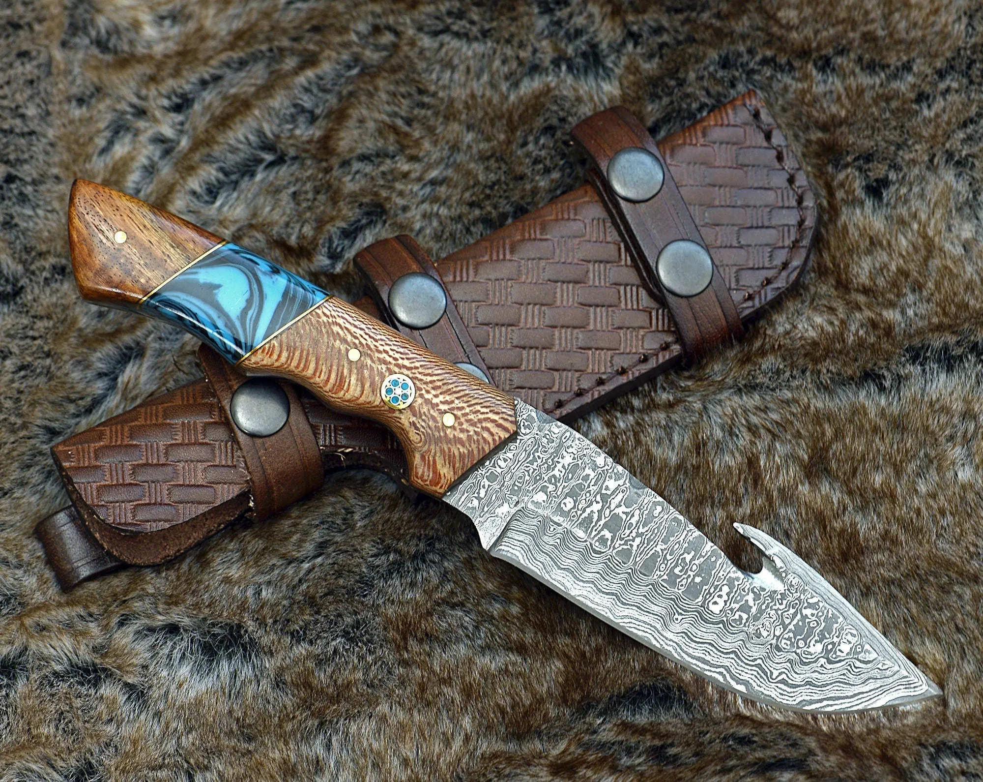 Shokunin USA Python Damascus Steel Gut Hook Knife