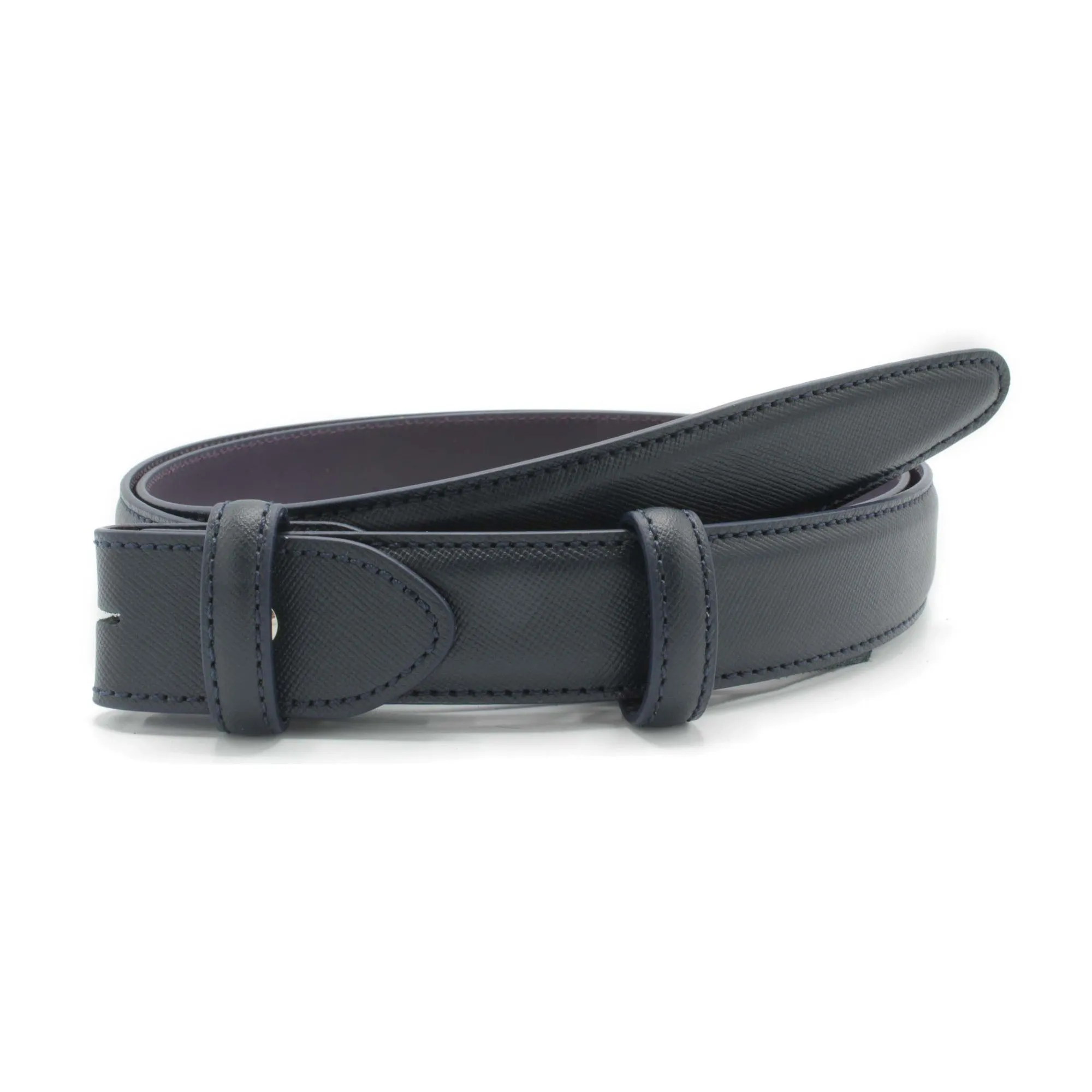 Sleek Saffiano Leather Narrow Belt Strap