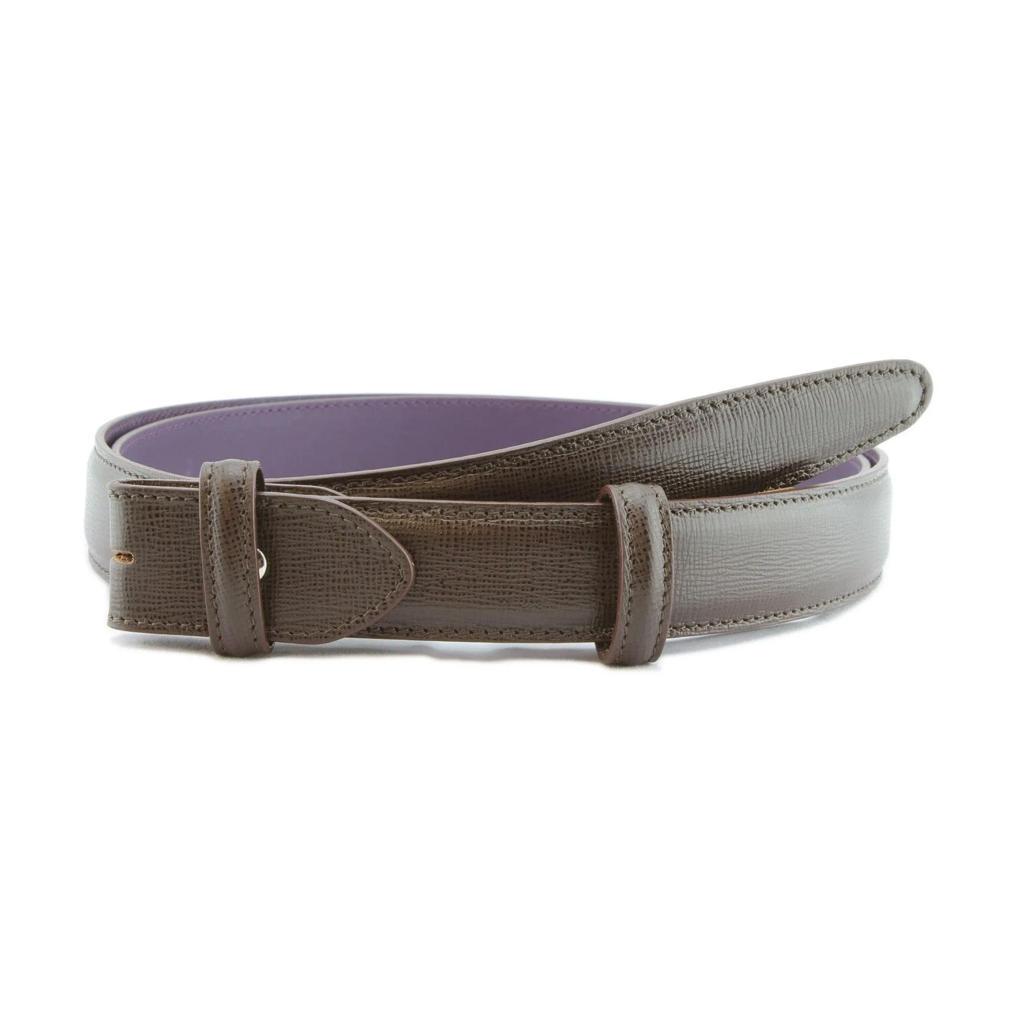 Sleek Saffiano Leather Narrow Belt Strap