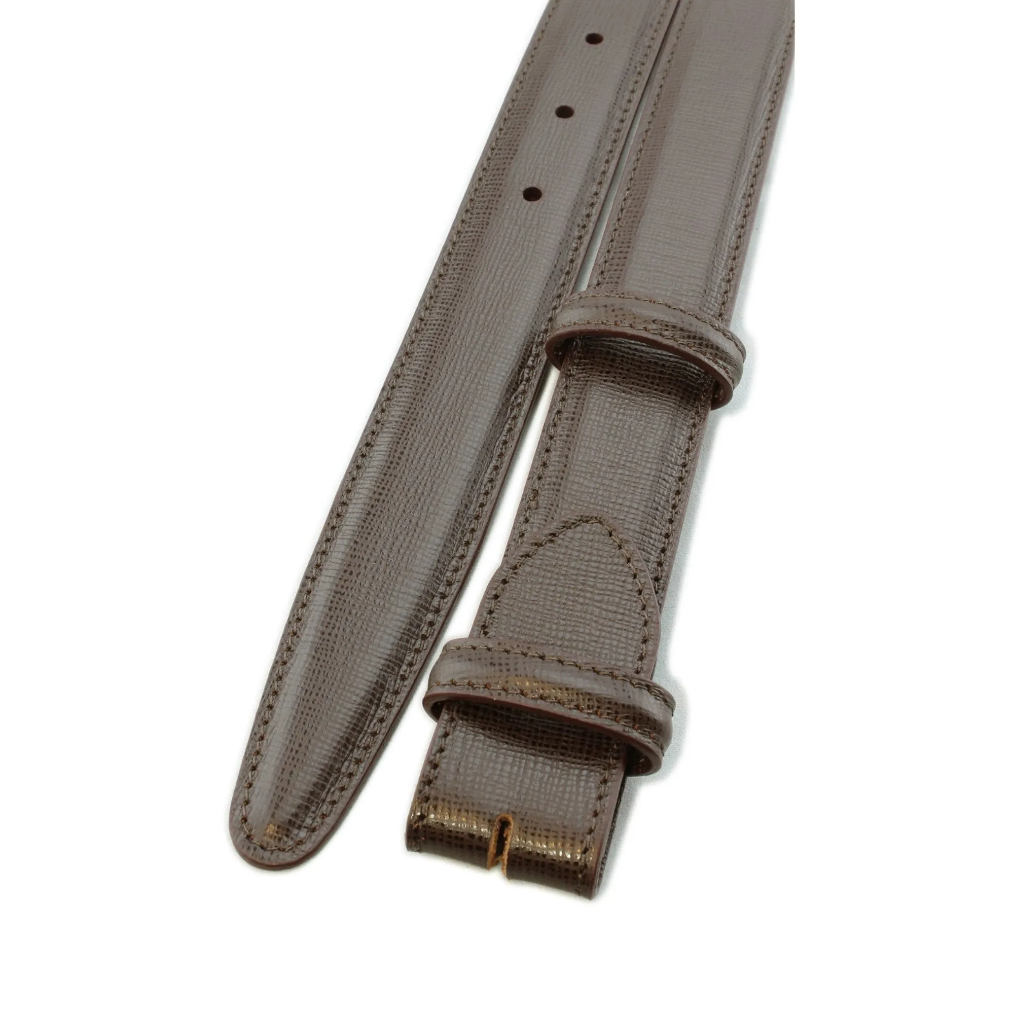 Sleek Saffiano Leather Narrow Belt Strap