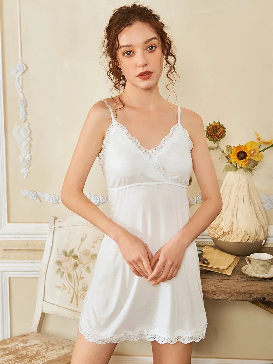 Slessic Lace See-through Mesh Robe Slip Nightdress Set