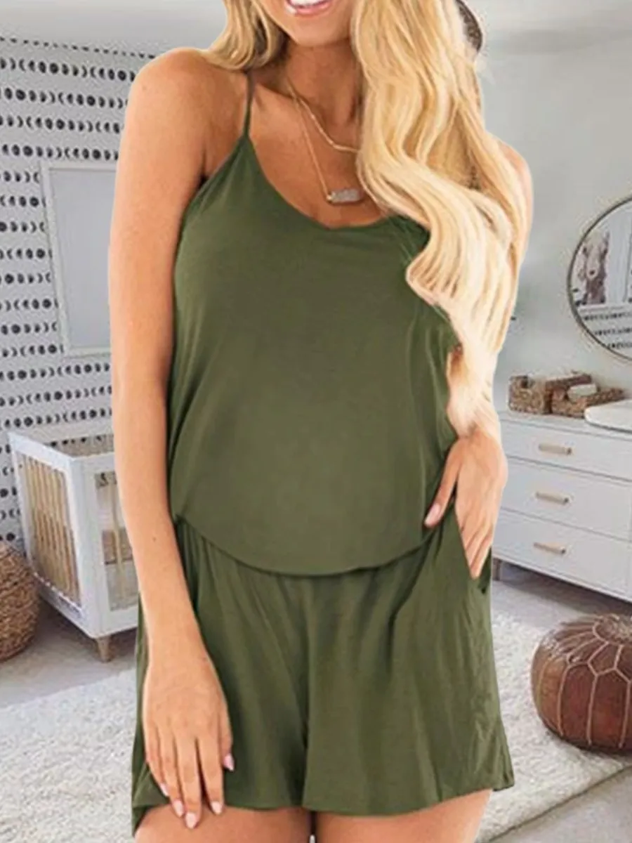 Sling Halter Solid Color Maternity Jumpsuit