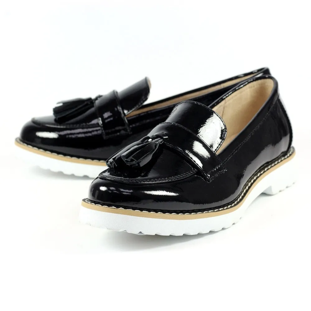 Slip On Lunar Patent Ladies Casual Shoes Granger Black Work/Uniform sale