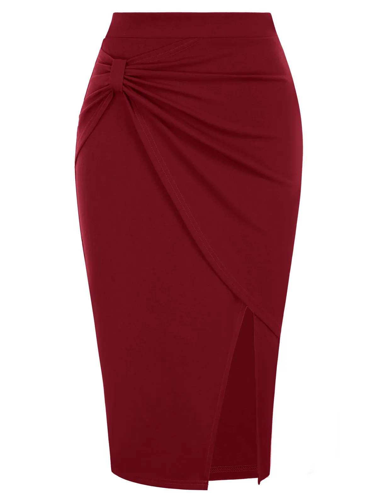 Slit Wrap Bodycon Knee Length Midi Pencil Skirt High Waisted Work Business Skirts⏰Flash Sale