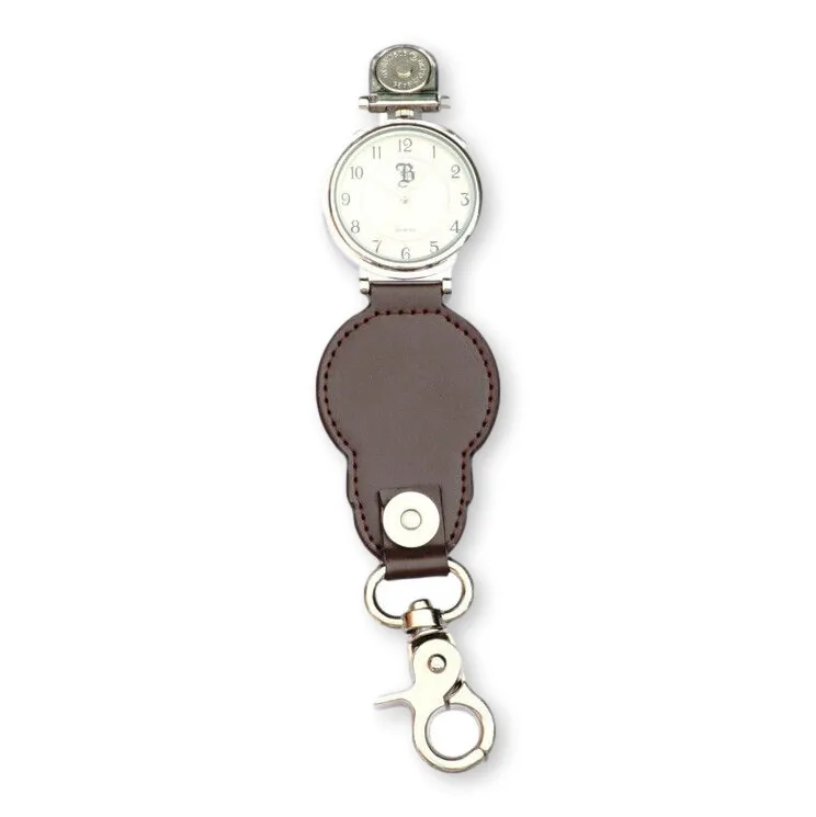 Stag Head Leather Backed Flip Down Fob Watch