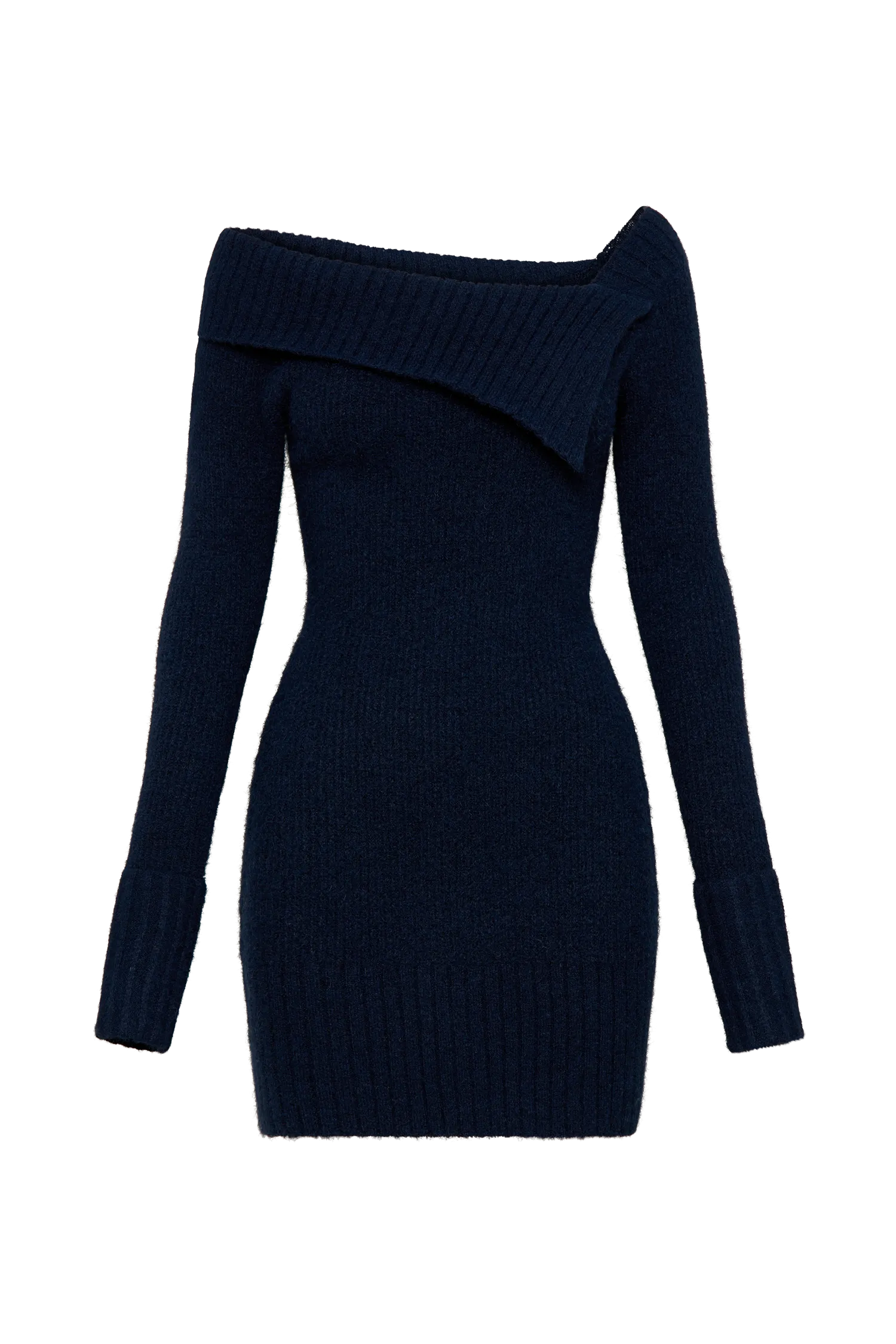 Stephanie Asymmetric Knit Mini Dress - Dark Navy