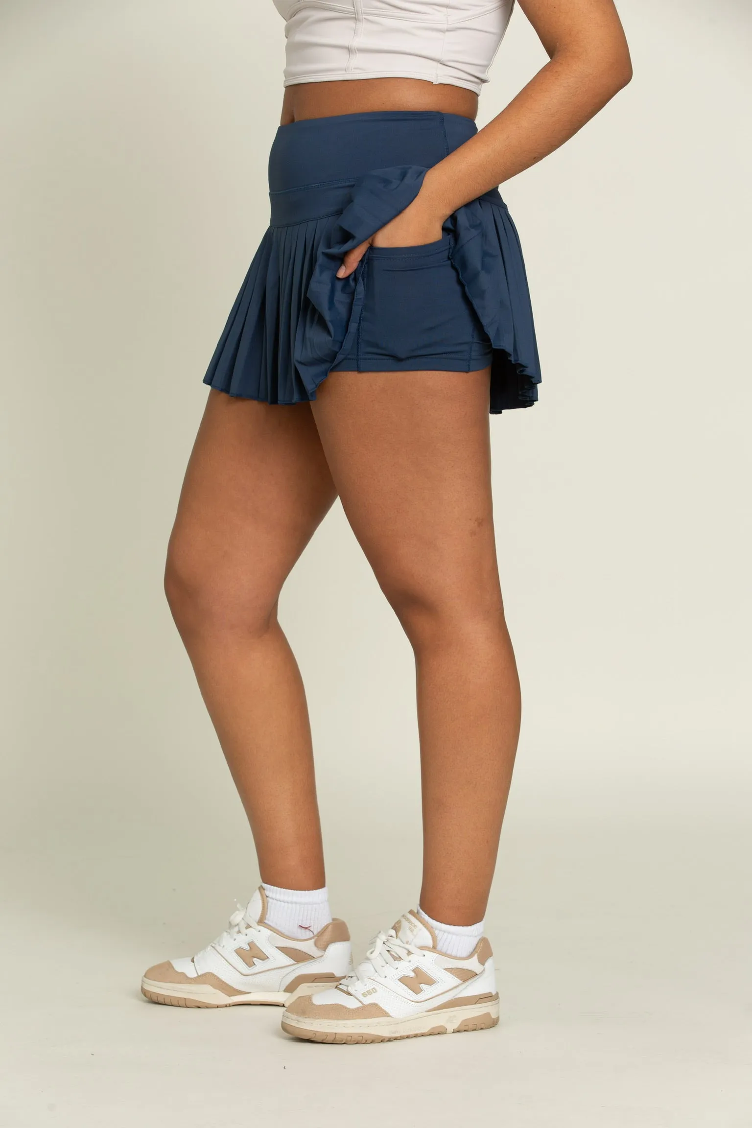 Stone Navy Pleated Tennis Skirt