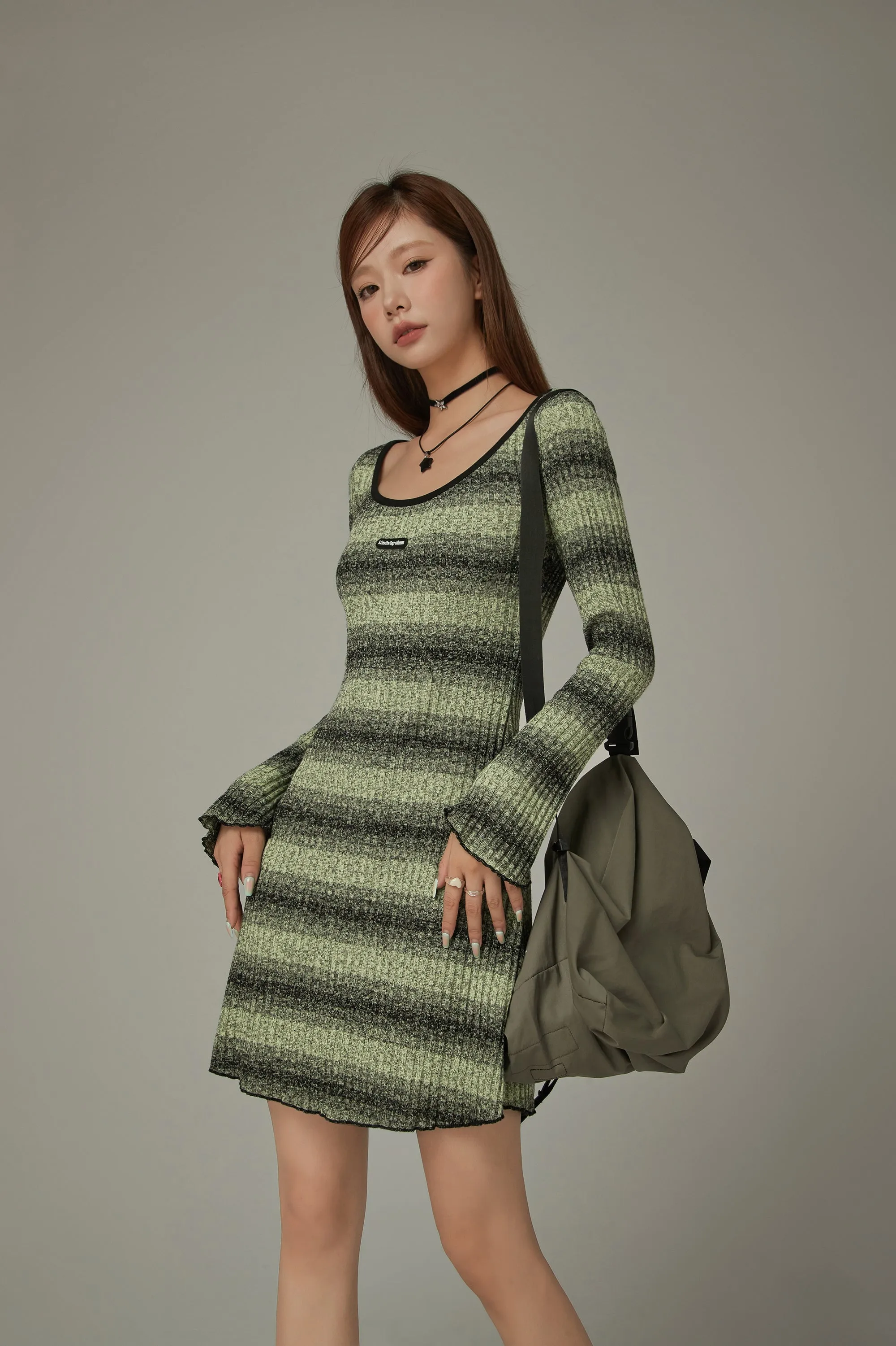 Striped Long Sleeve Knit Dress