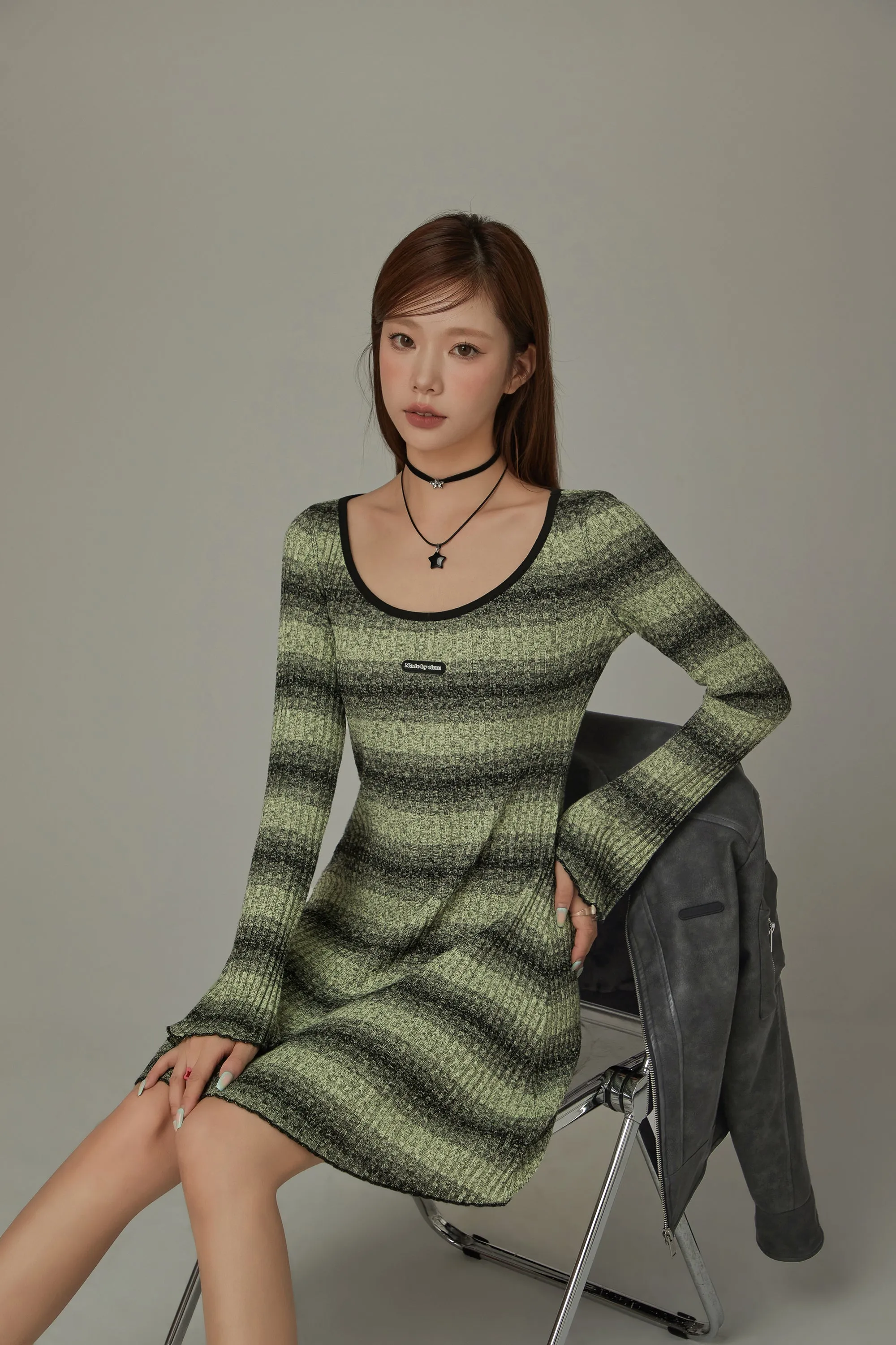 Striped Long Sleeve Knit Dress