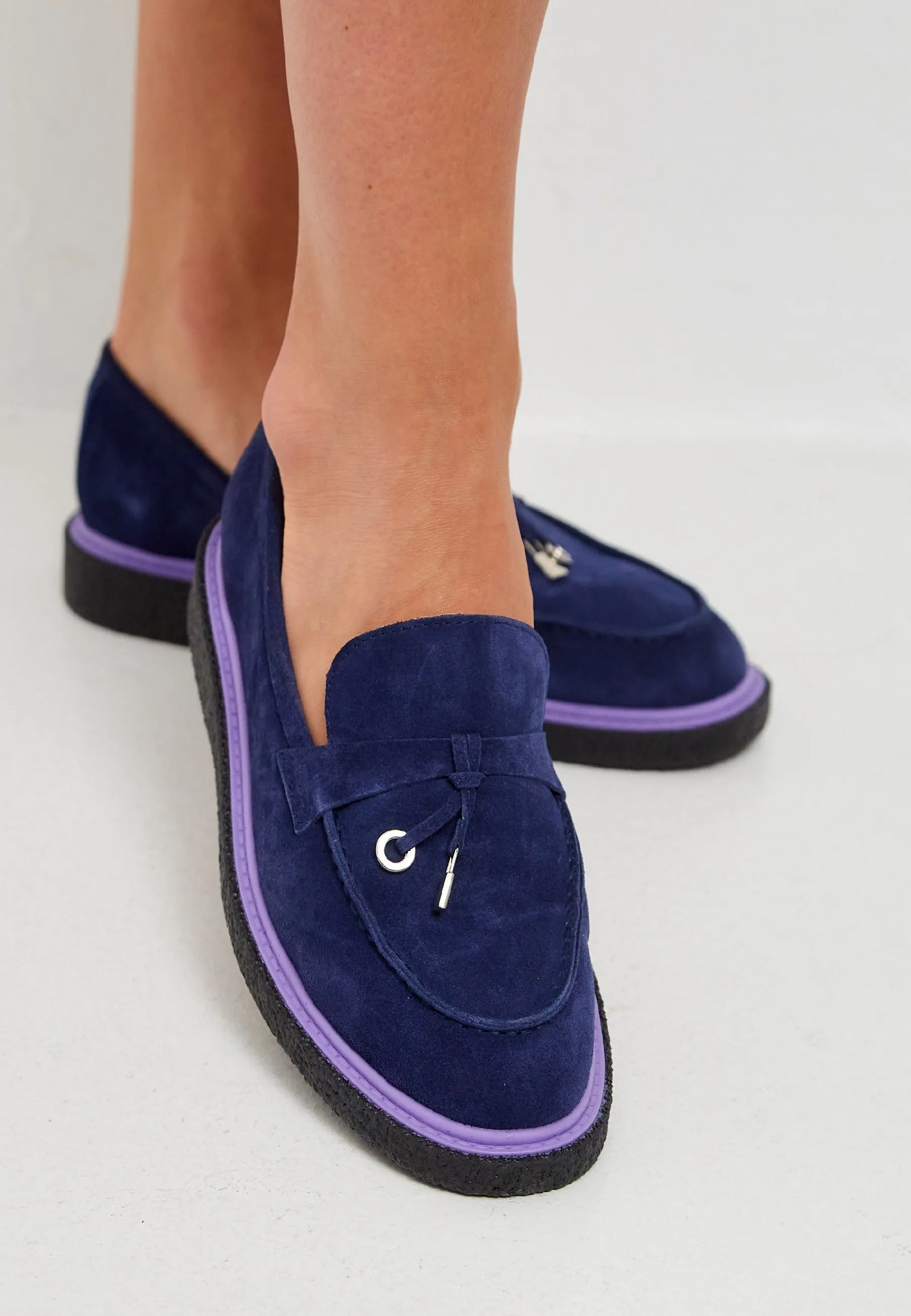 Suede Slip-On Loafers - Navy blue