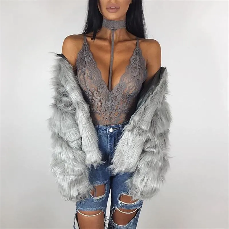 Summer Sexy Halter Mesh See Through Lace Women Bodysuits