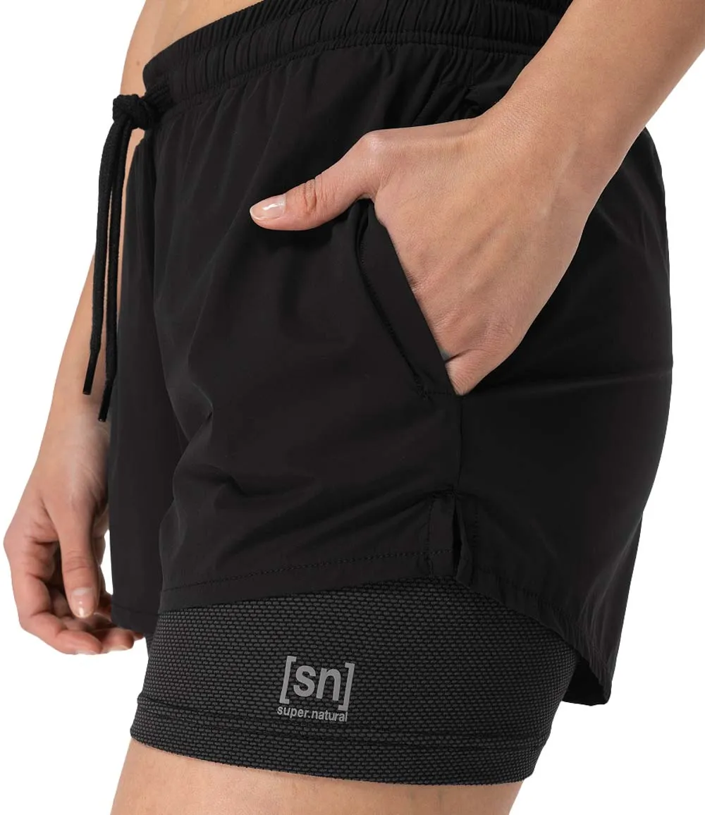 super.natural Women&#x27;s Double Layer Shorts Jet Black | Buy super.natural Women&#x27;s Double Layer Shorts Jet Black here | Outnorth