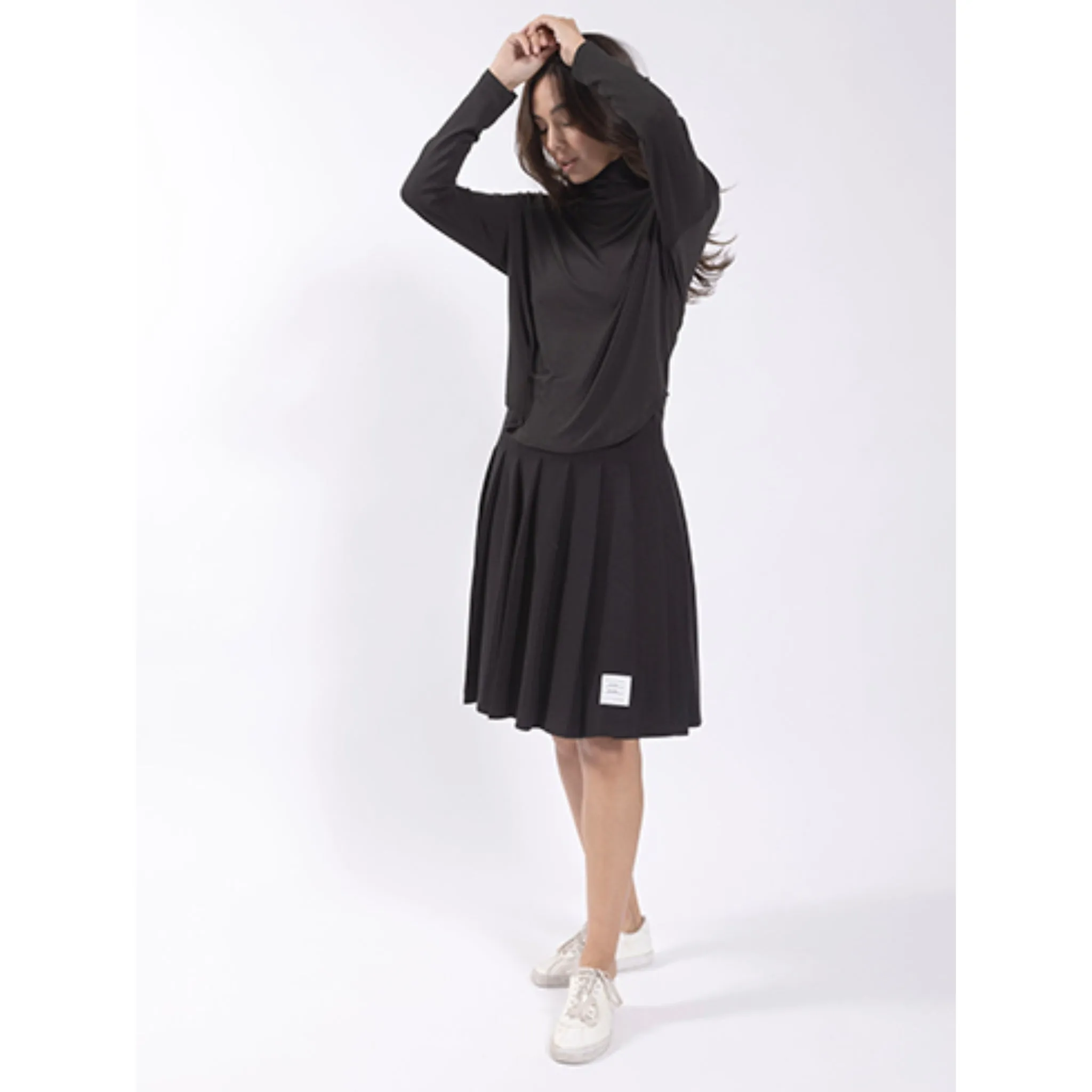 Sweatshirt Pleated Skirt Black