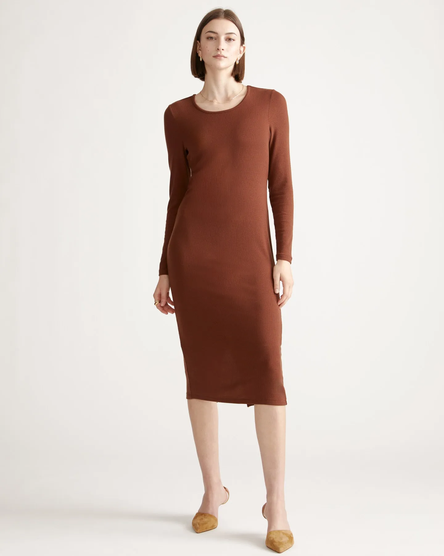 Tencel Rib Knit Long Sleeve Dress