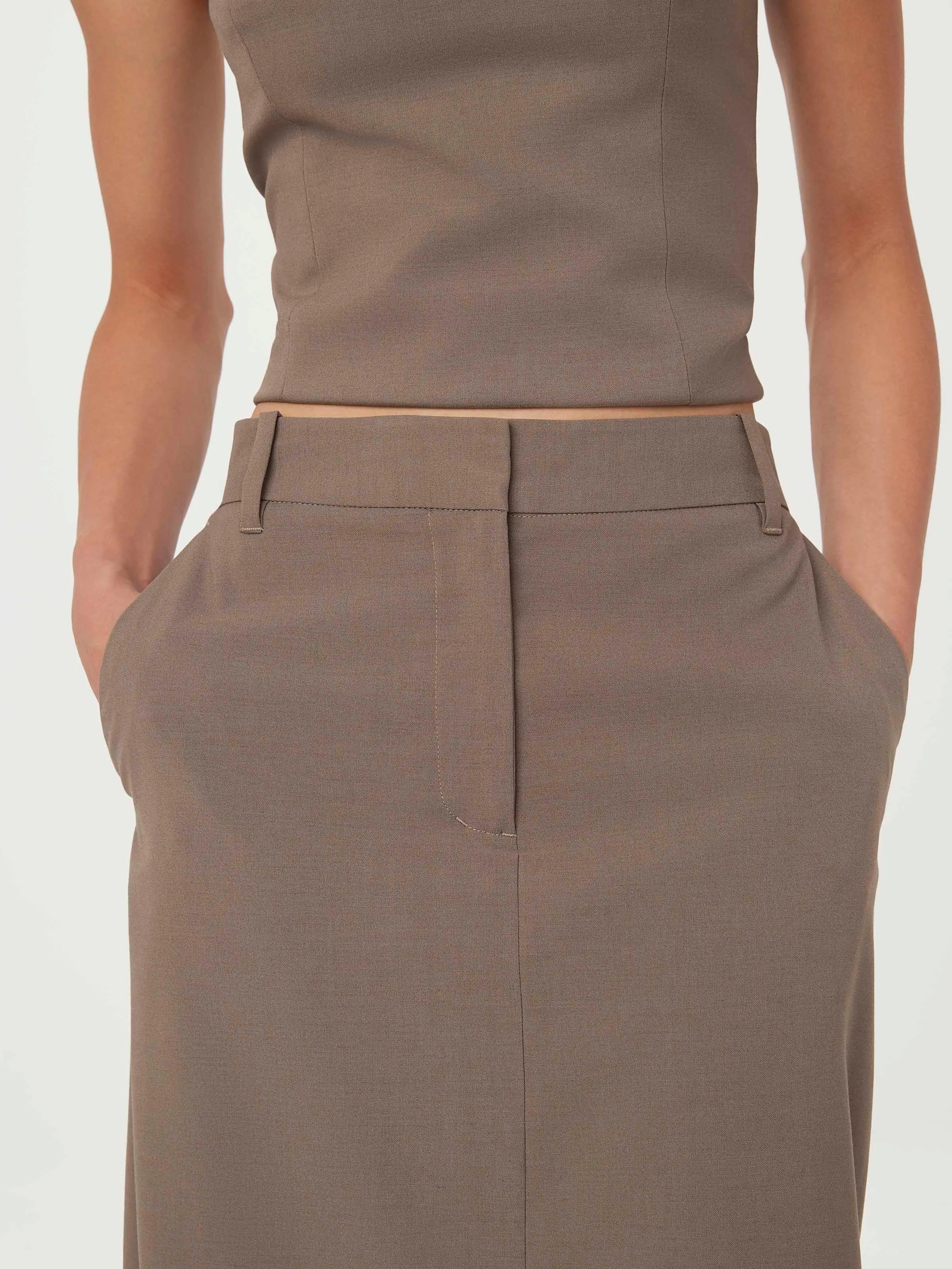 The Maxi Pencil Skirt in Dark Taupe