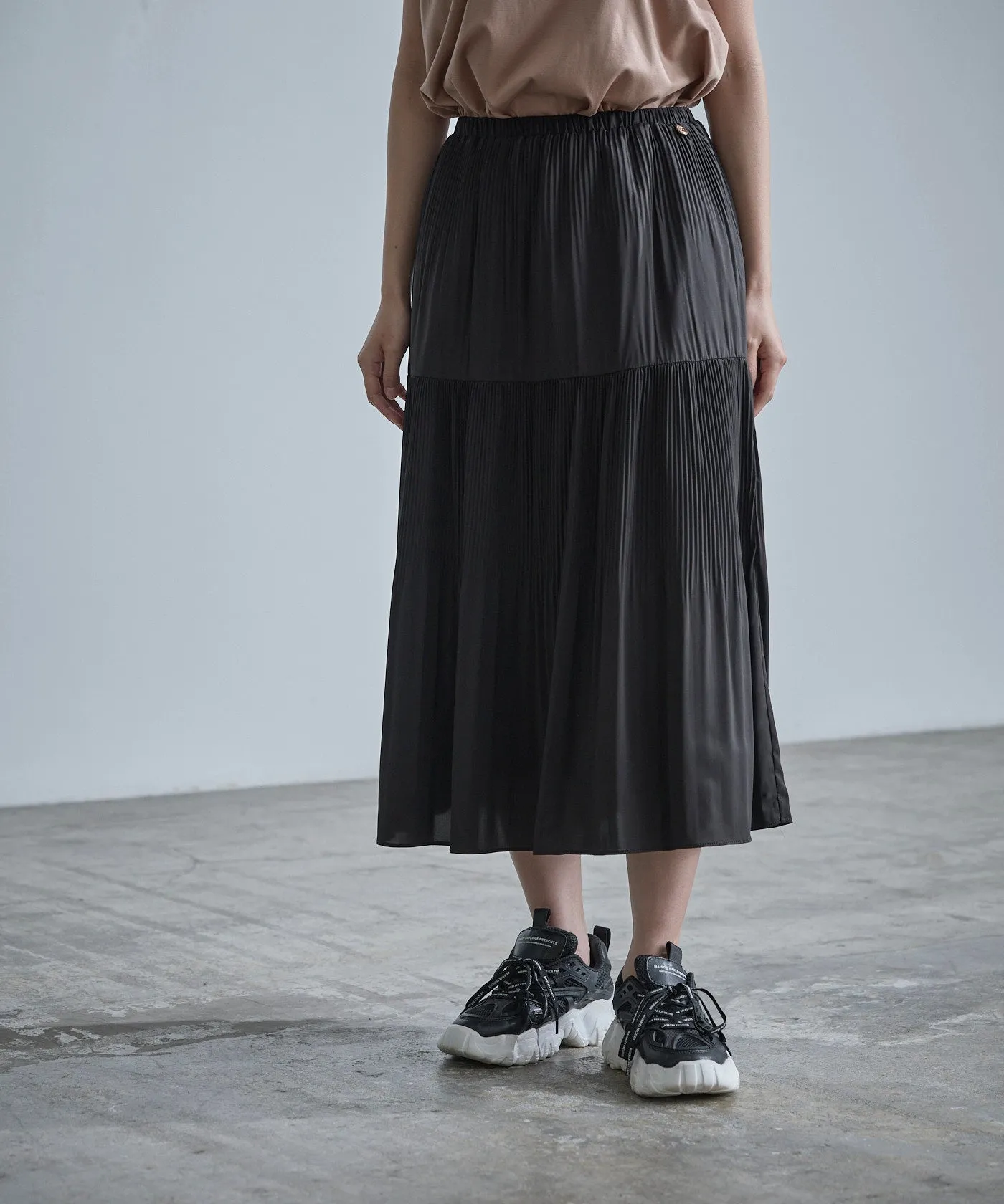 Tier-Pleated Skirt