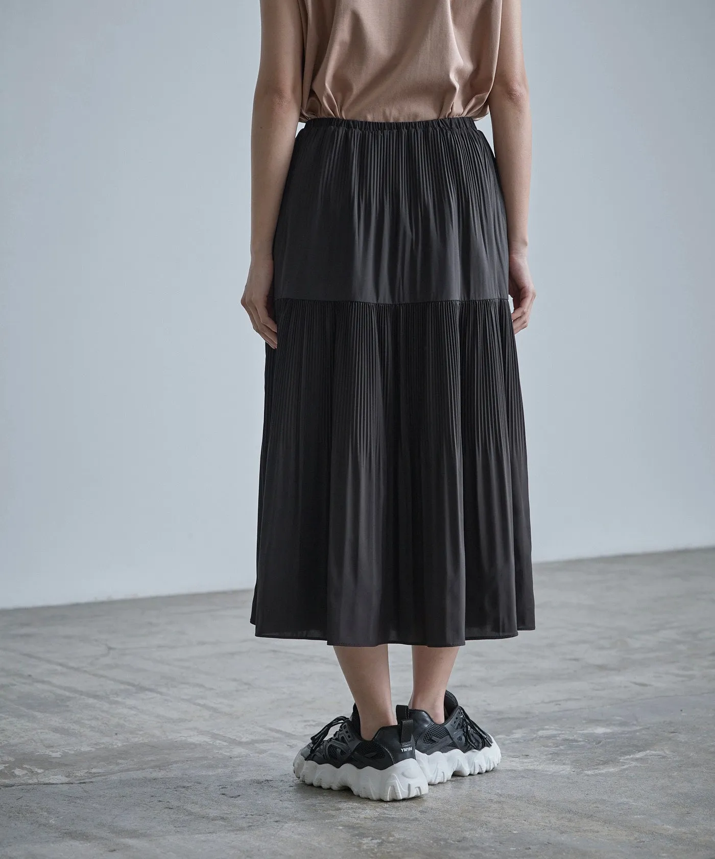 Tier-Pleated Skirt