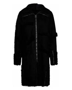 Tom Ford Womens Patchwork Shearling Coat In Black