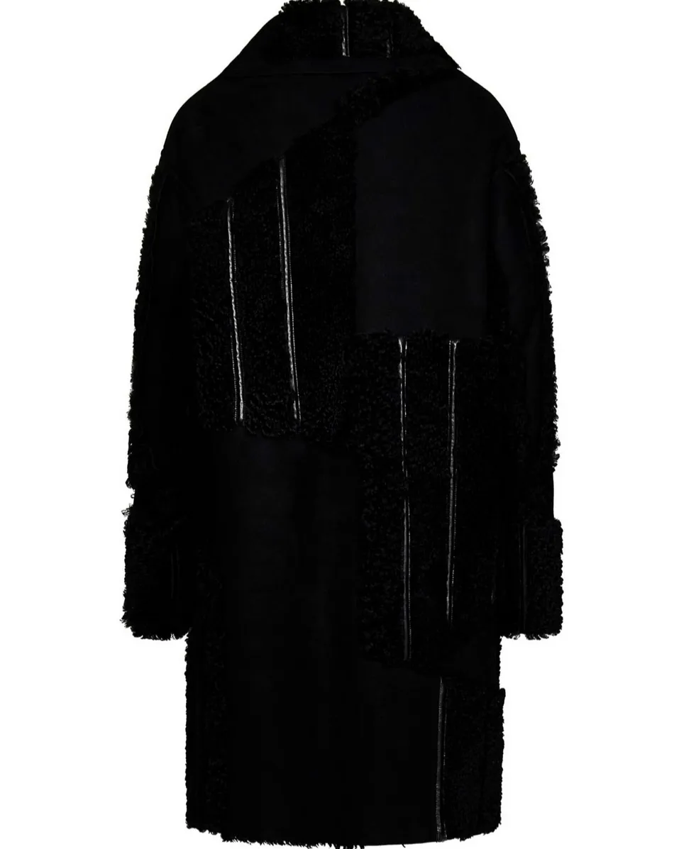 Tom Ford Womens Patchwork Shearling Coat In Black