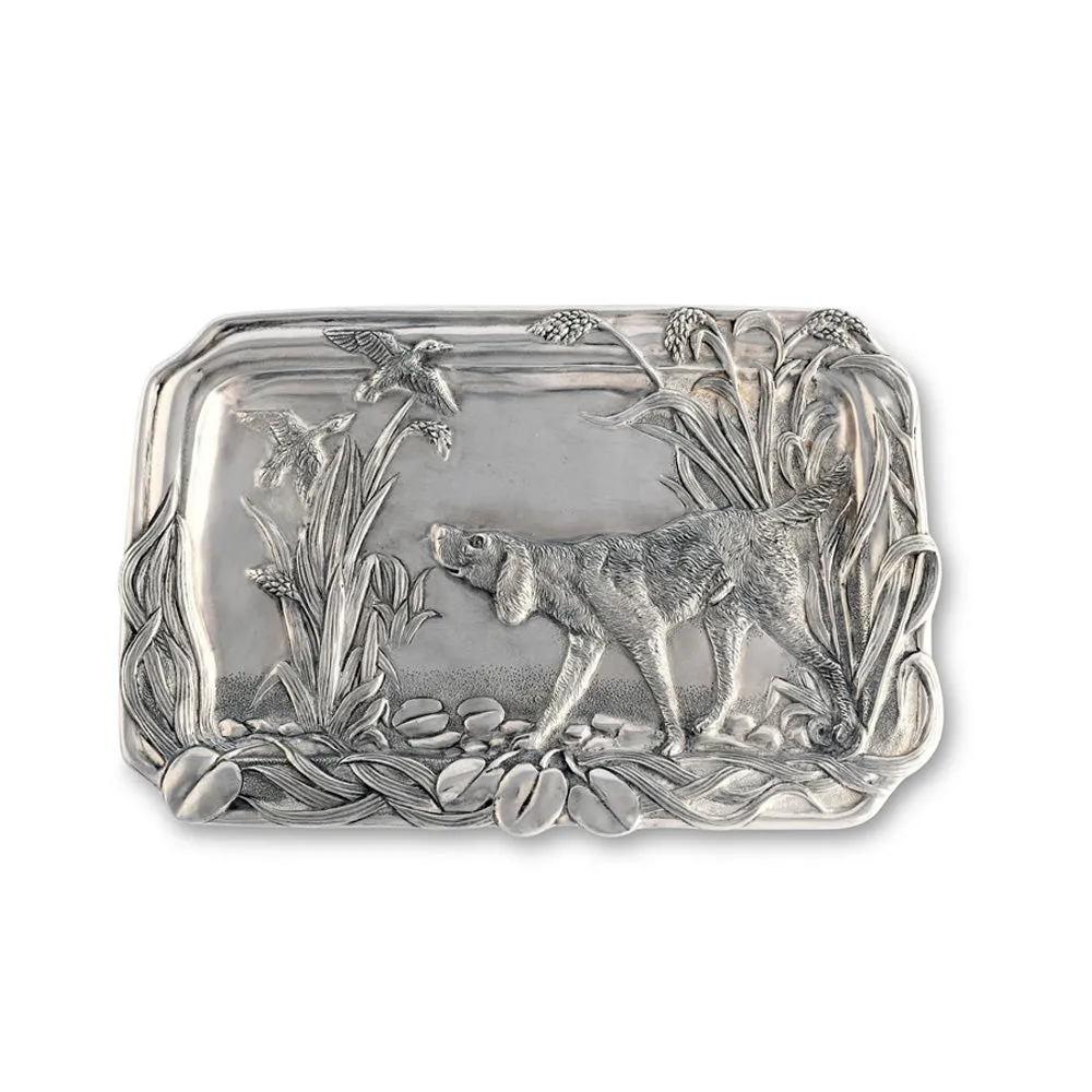 Vagabond House Pewter Hunting Dog Catch All Tray