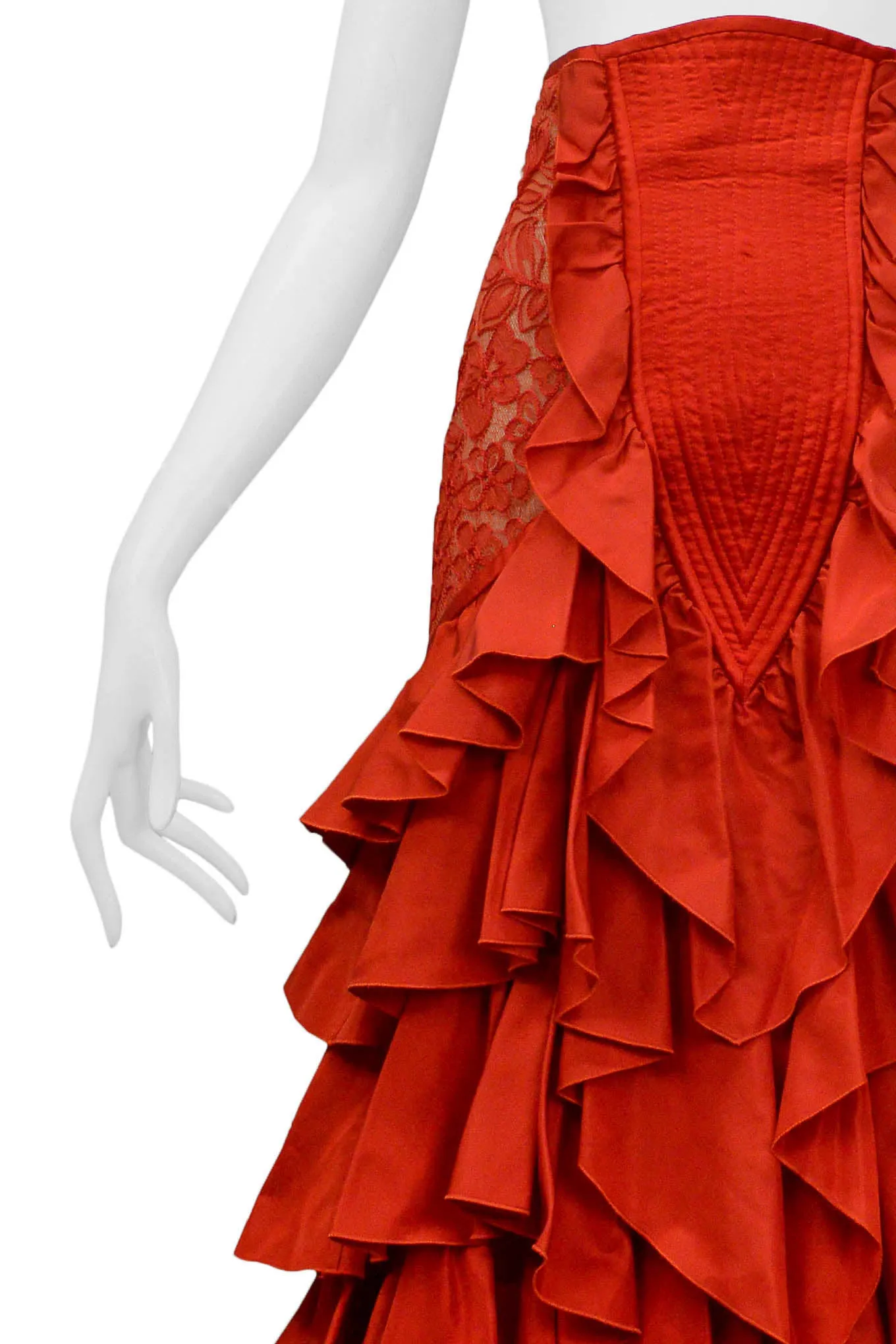 VALENTINO RED RUFFLE BALL GOWN SKIRT