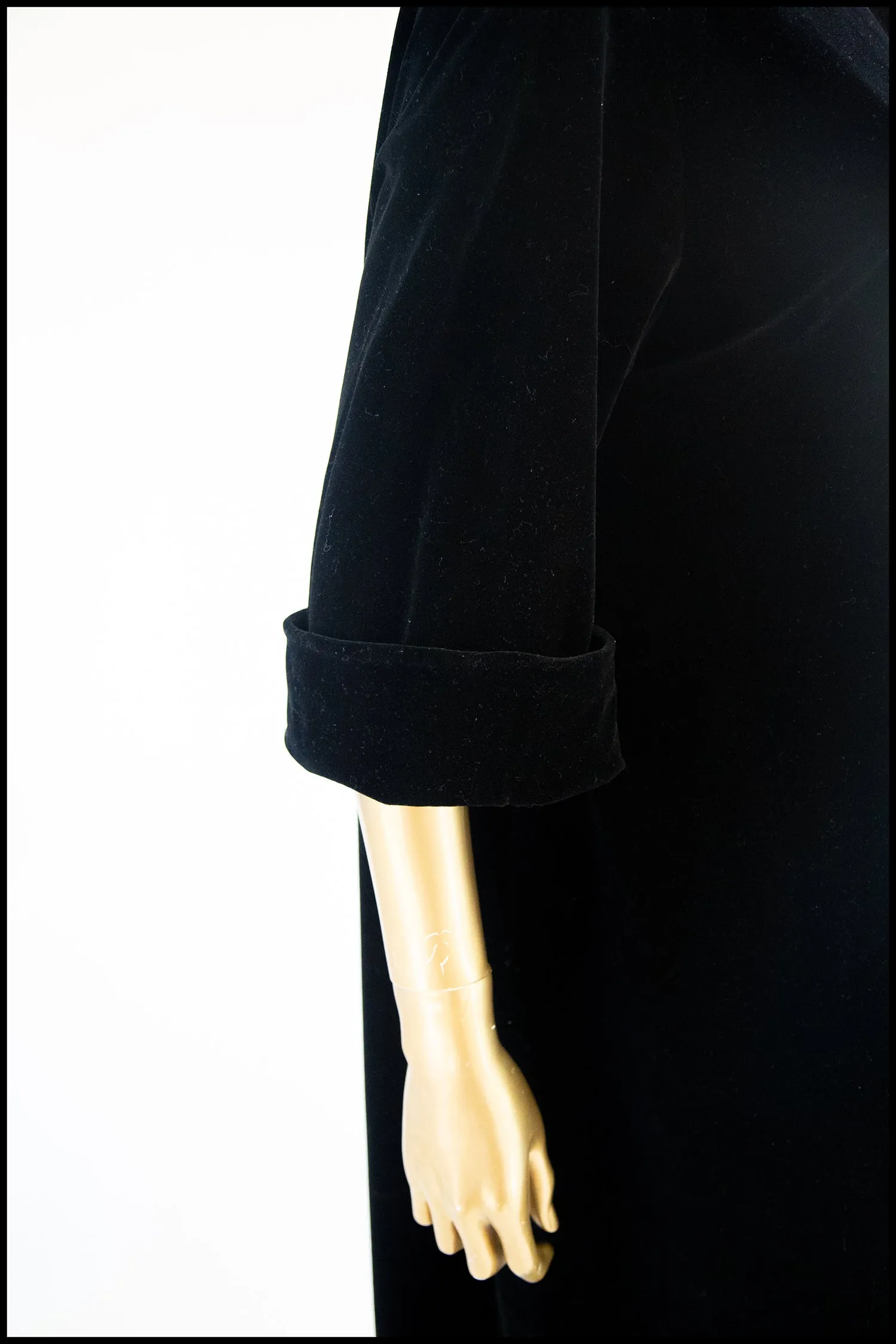 Vintage 1960s Black Velvet Duster Coat