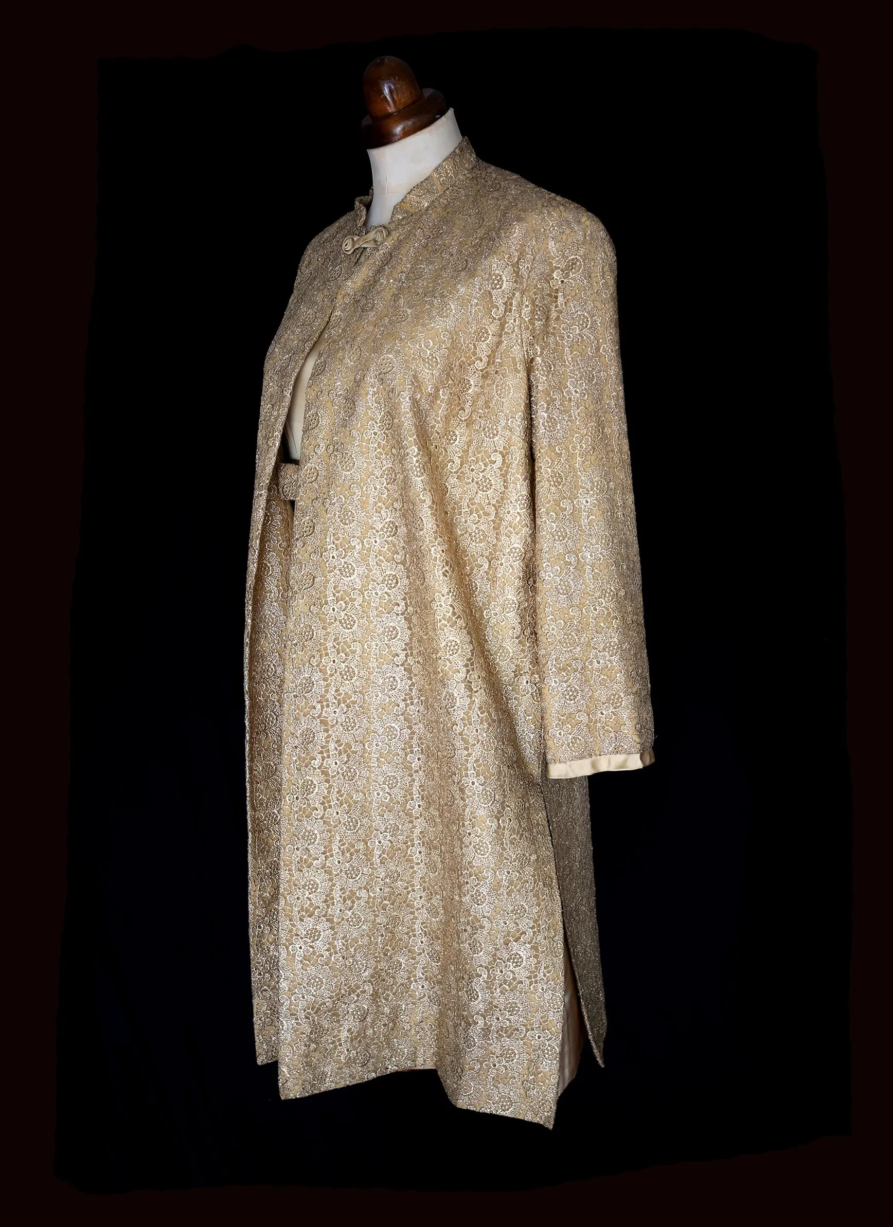 Vintage 1960s Gold Metallic Shift Dress and Coat