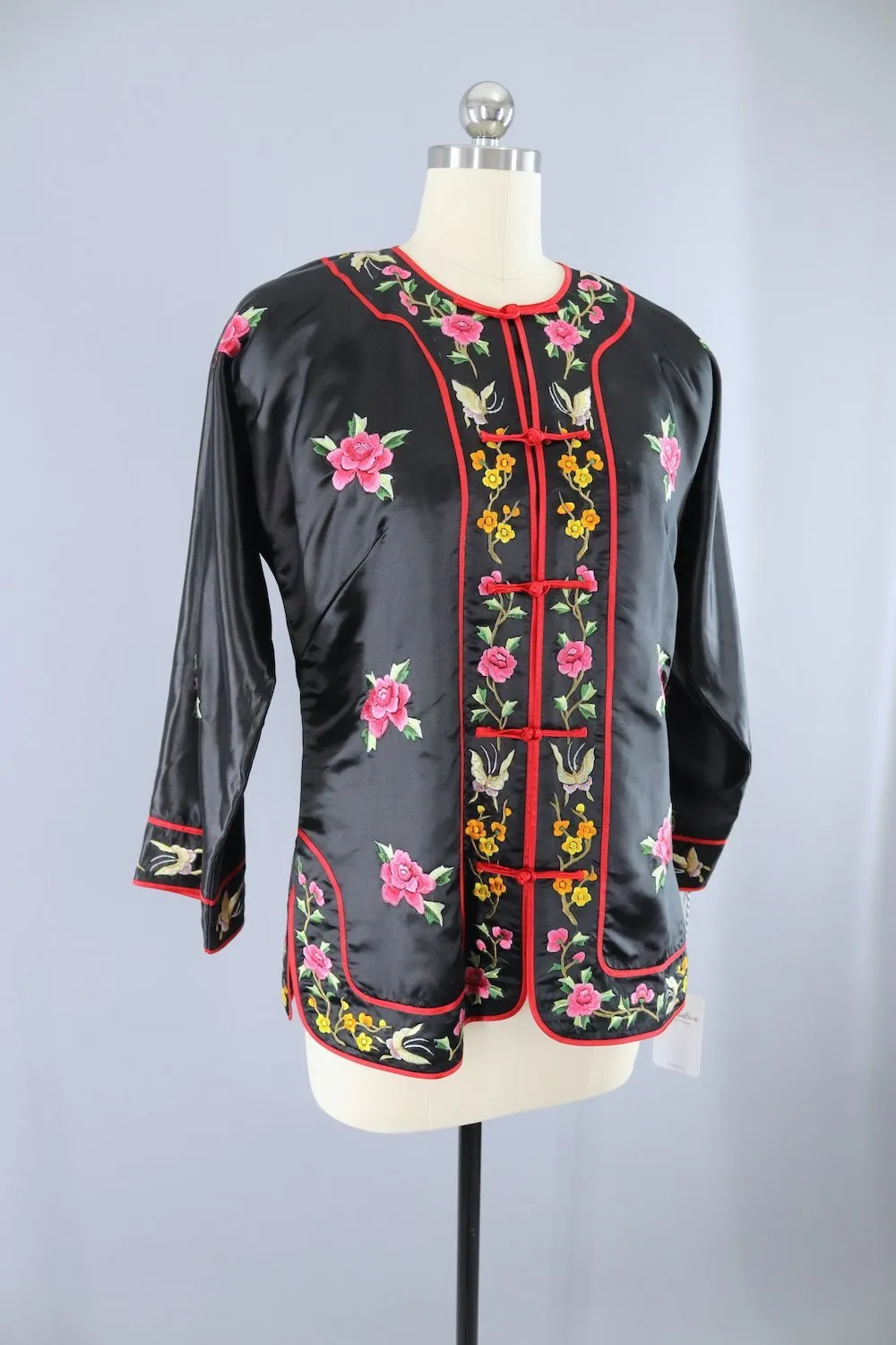 Vintage 1980s Embroidered Chinese Satin Jacket