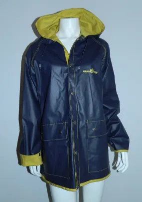 vintage 1980s HANG TEN rain jacket PVC slicker 80s hooded coat Adult S