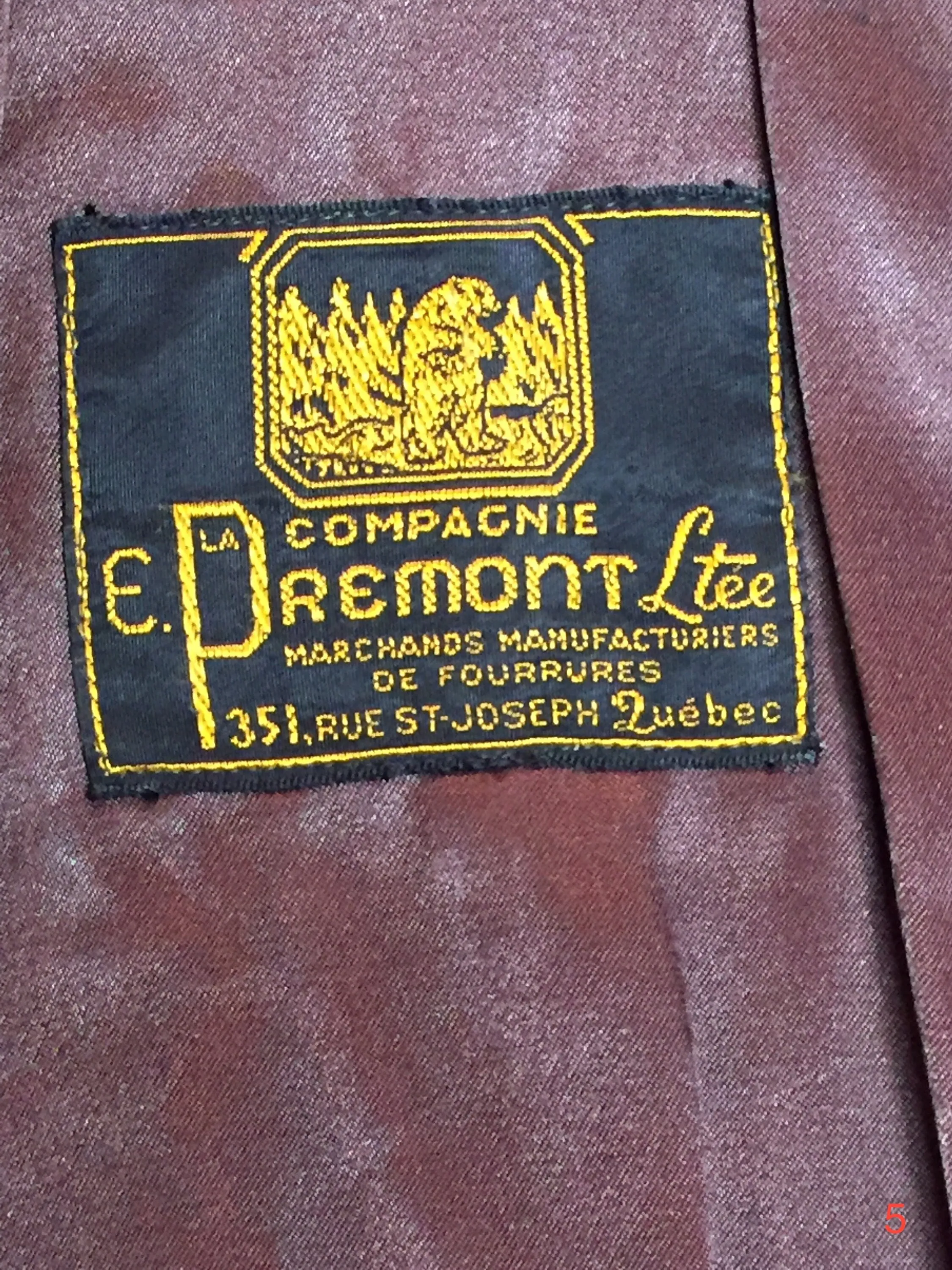 Vintage Fur Coat " La Compagnie E. Premont d'Ltee" Made in Quebec Canada