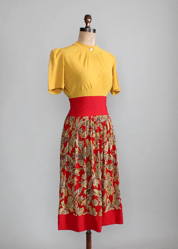 Vintage Late 1930s Carlye Rayon Dress