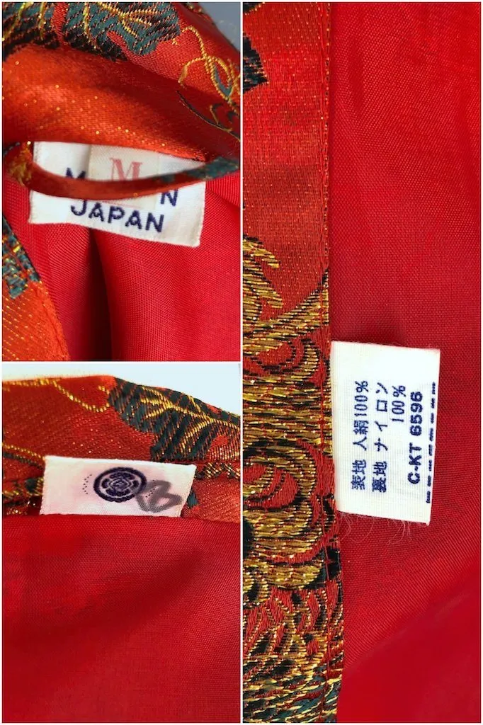 Vintage Red Brocade Satin Asian Style Coat