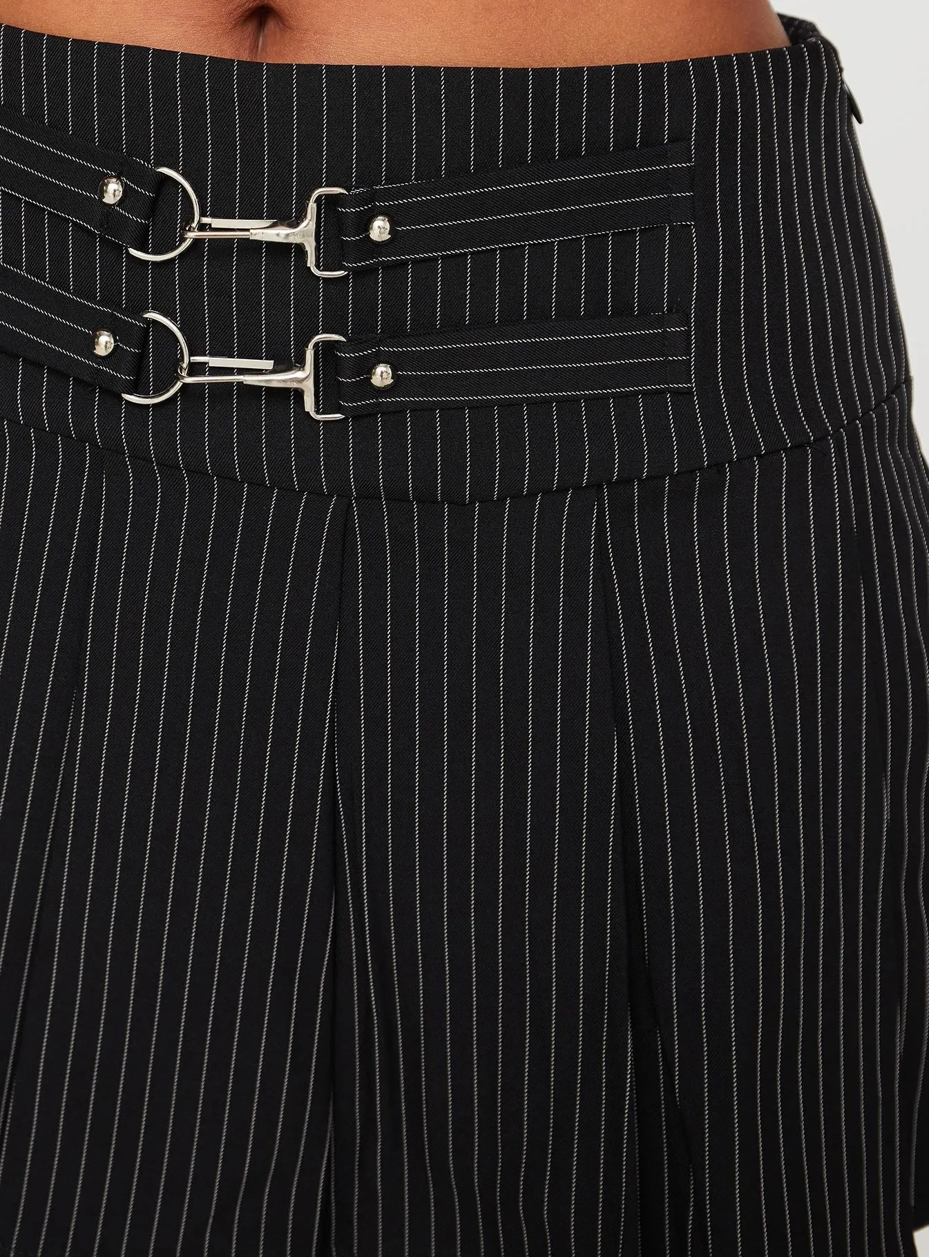 Vyola Mini Skirt Black Pinstripe