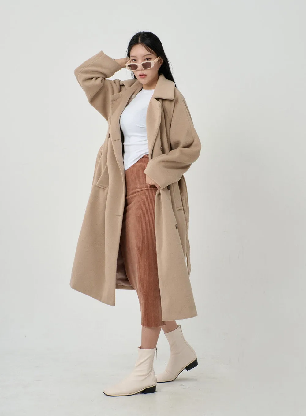 Waist Tie Oversized Button Coat ID23