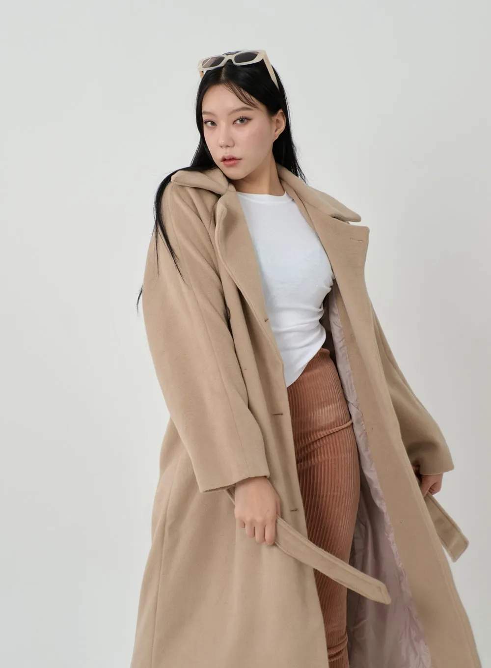 Waist Tie Oversized Button Coat ID23