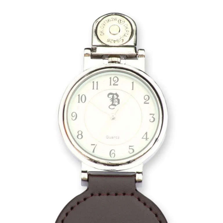 Wild Boar Leather Backed Flip Down Fob Watch