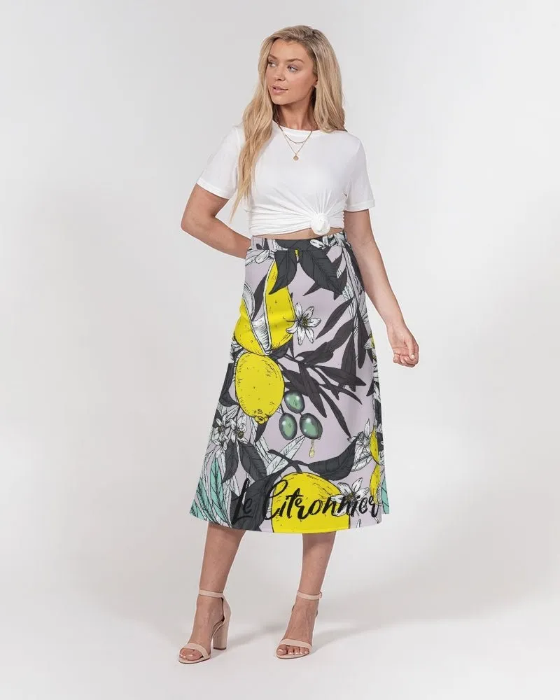 Women's A-Line Midi Skirt Lemon Tree