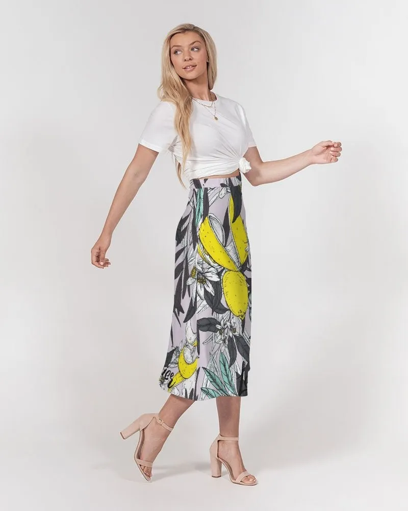 Women's A-Line Midi Skirt Lemon Tree