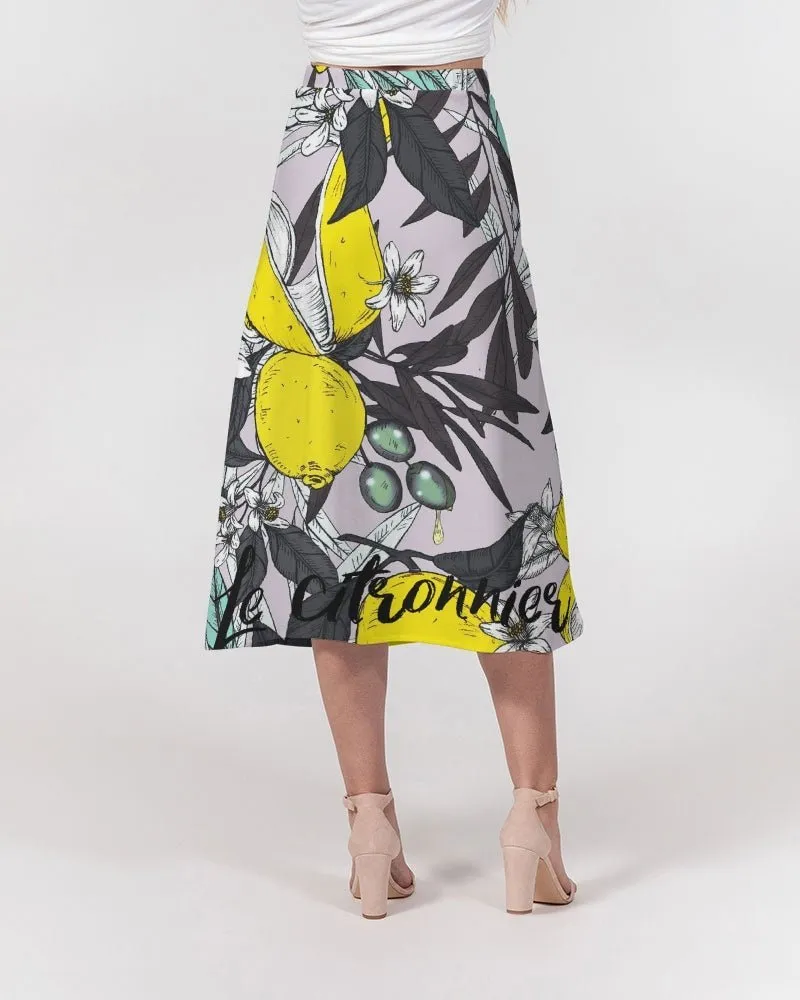 Women's A-Line Midi Skirt Lemon Tree