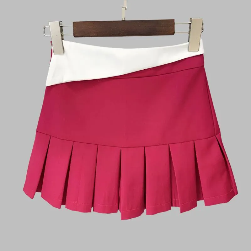 Women’s Color Block Cropped Blazer & Pleated Short Skirt - Elegant Style