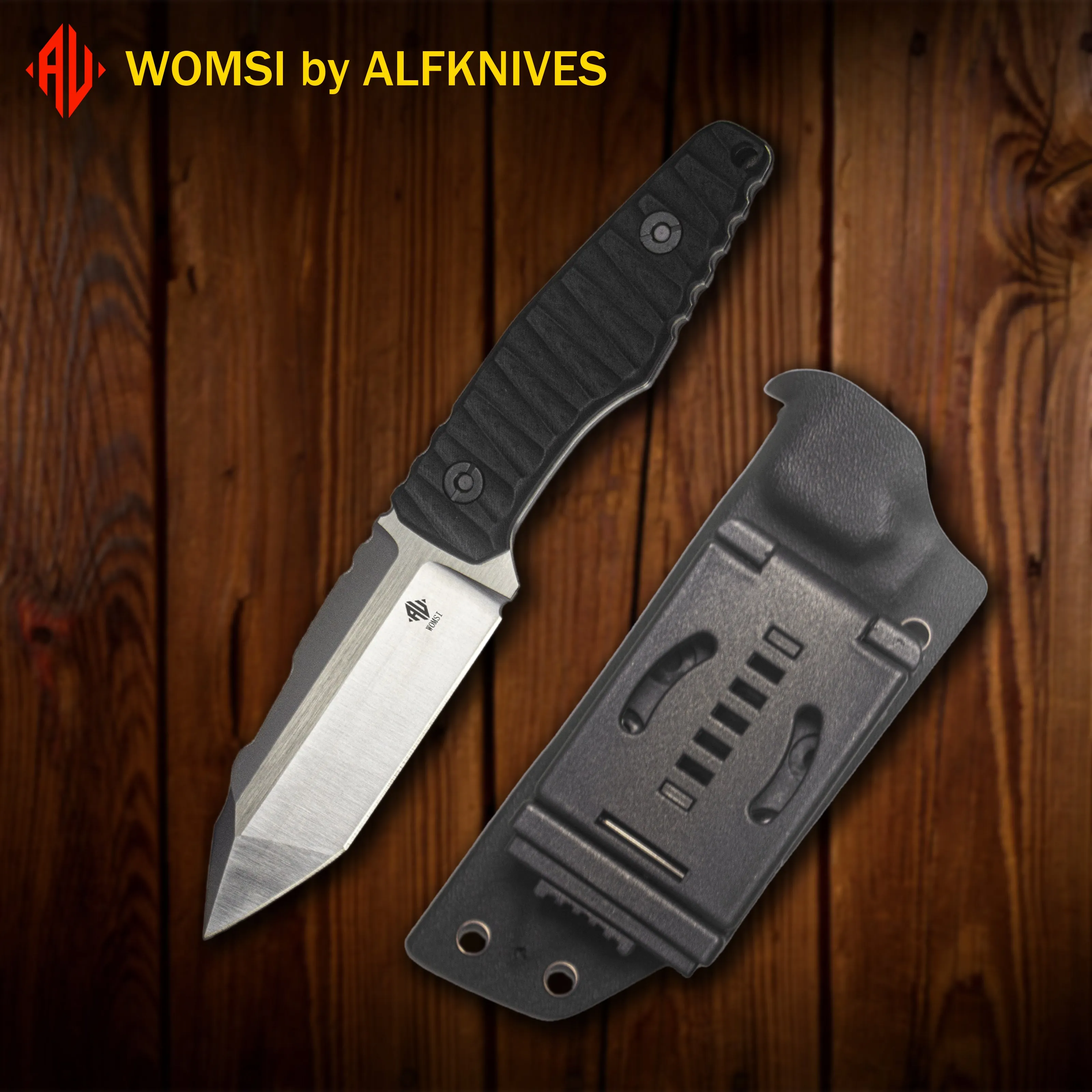 WOMSI BOCK Pocket HUNTING KNIFE,ALFKNIVES Survival Camping Tactical,Full tang 7” Stainless Steel Hunting Knife with Kydex Sheath